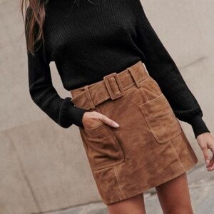 Sezane Gillie Skirt in Suede